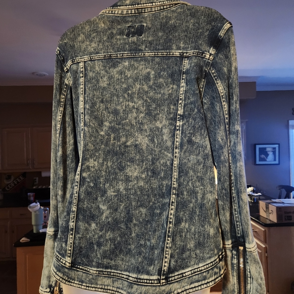 Liverpool Moto Denim Look Stretchy Jacket Size Medium - Picture 4 of 10